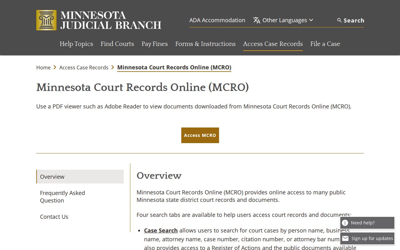 State public case search page used for a Cook County warrant lookup