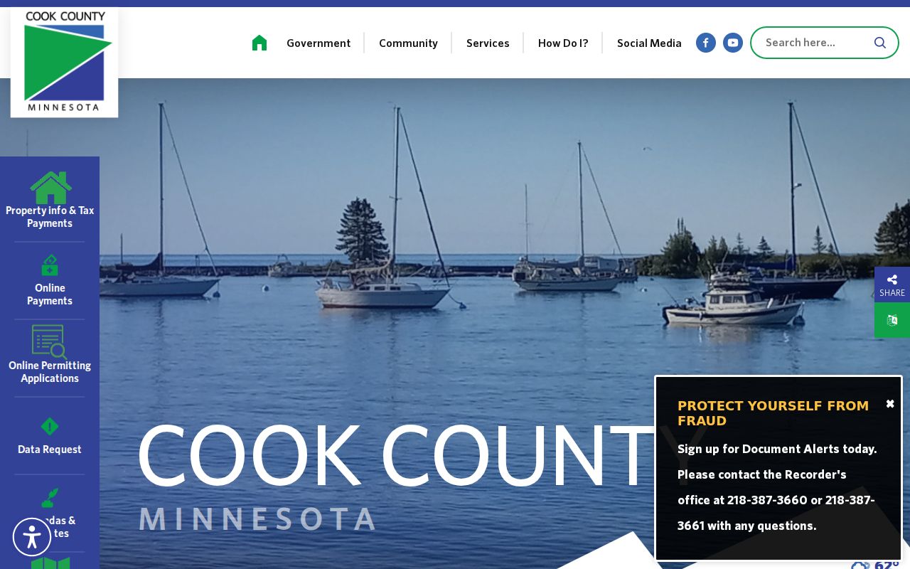 Cook County home page used for Cook County warrant records routing