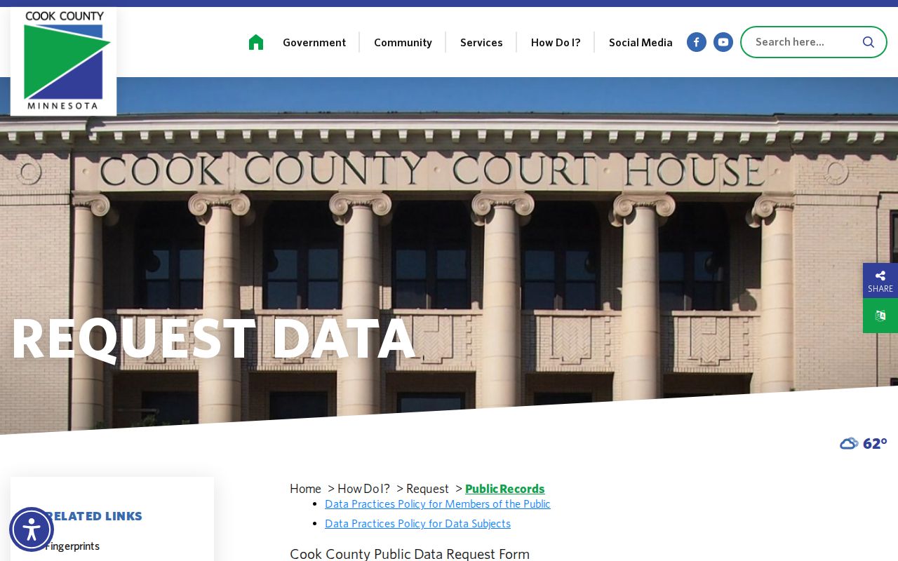 Cook County public records request form for a Cook County warrant lookup
